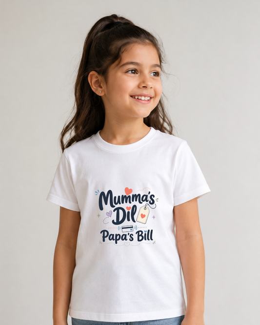 Mumma's Dil, Papa's Bill | Kids Crew T-Shirt
